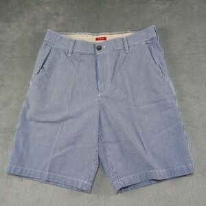 Izod Seersucker Shorts Mens Size 33‎ Preppy Bermuda Striped Blue White Beach
